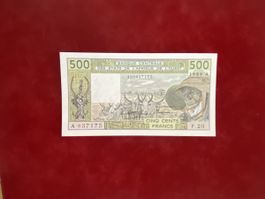 Banknote 500 Francs Banque Centrale Afrique de Ovest NEU