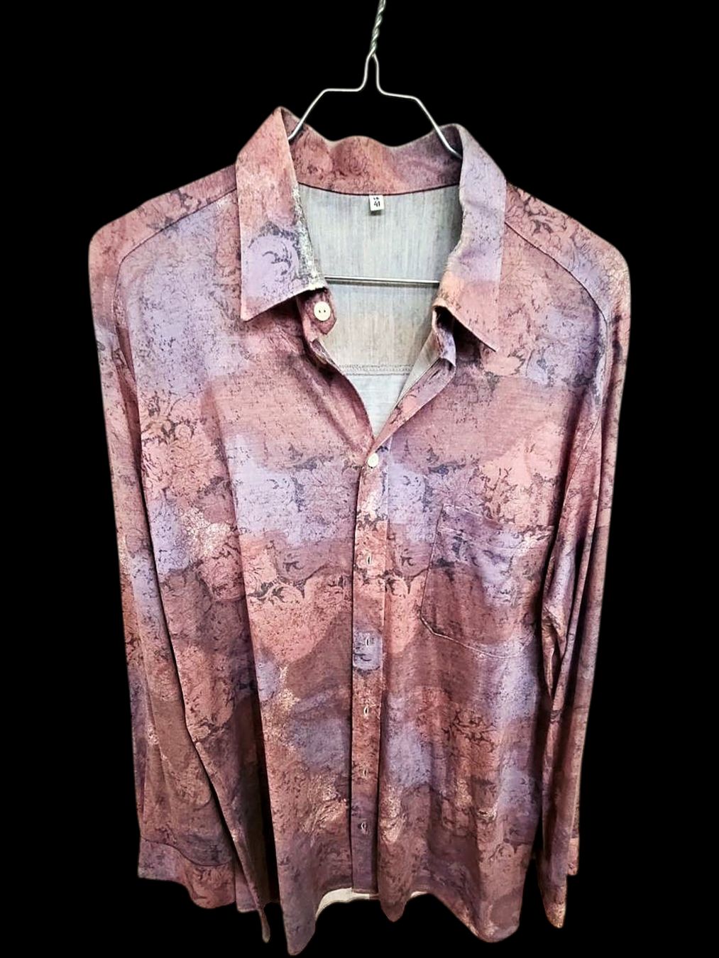 Blusen: Rosa und Lila gemustertes Button-Down-Hemd – Größe 16/41 – Gebraucht aus Zug von vinokilo 1