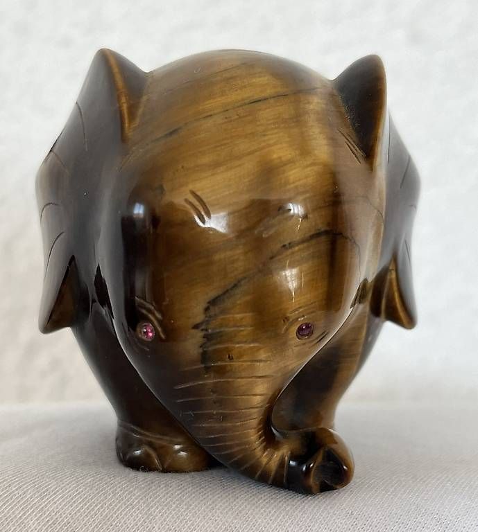 Statuette: Handgeschnitzter Elefant aus Tigerauge – Usato da Roggwil TG venduto da zauber2068