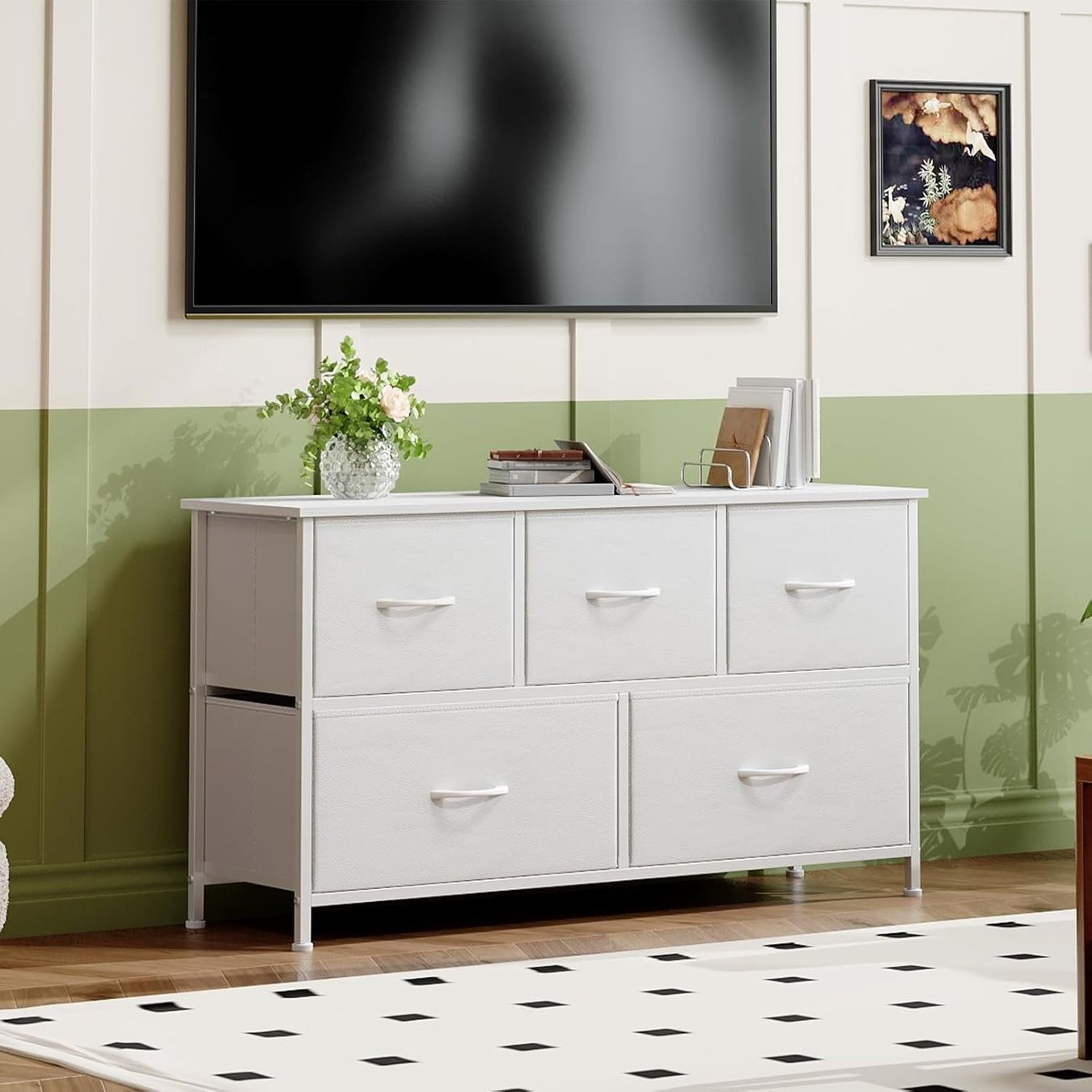 Cassettiere: Kommode mit Schubladen Stoffkommode 5 Schubladen Weiss – Nuovo e nell'imballaggio originale da Schaffhausen venduto da AllesMussRaus90 1