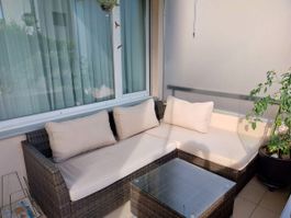 Gartensitzgruppe  Geflecht L-Form mit Tisch in Top Zustand 