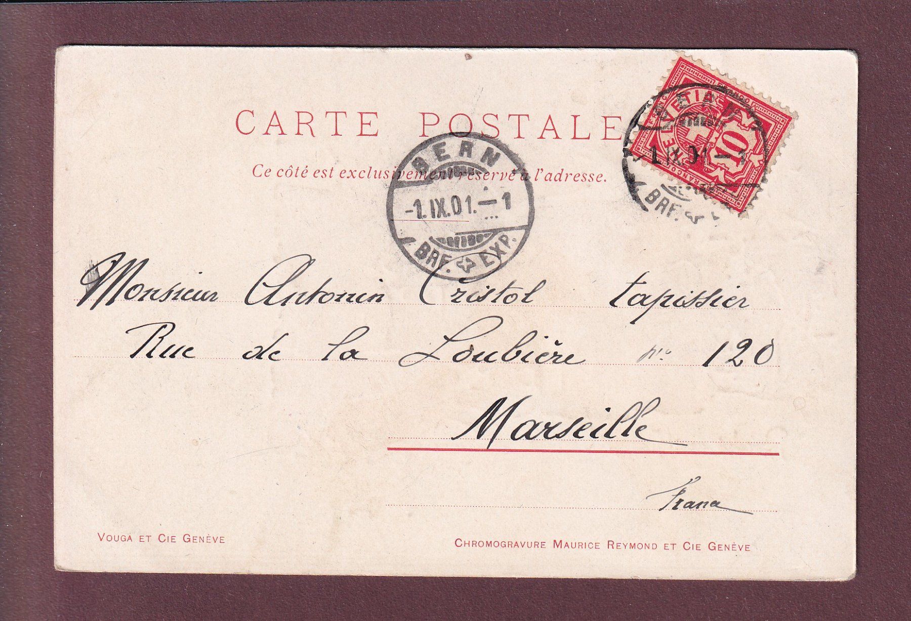 Cartoline postali: GENEVE - Marché aux fleurs - 1901 Vouga – Usato da Pully venduto da nicecards 1