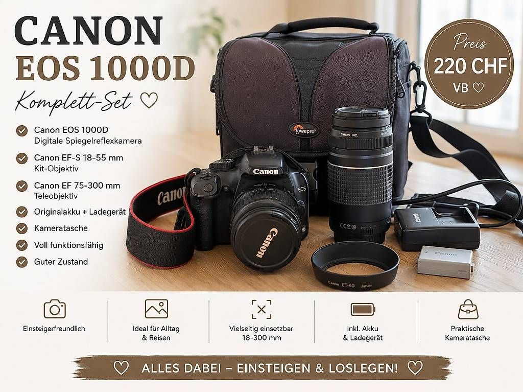 Fotocamera: Spiegelreflexkamera canon 1000d – Usato da Hundwil venduto da felixina