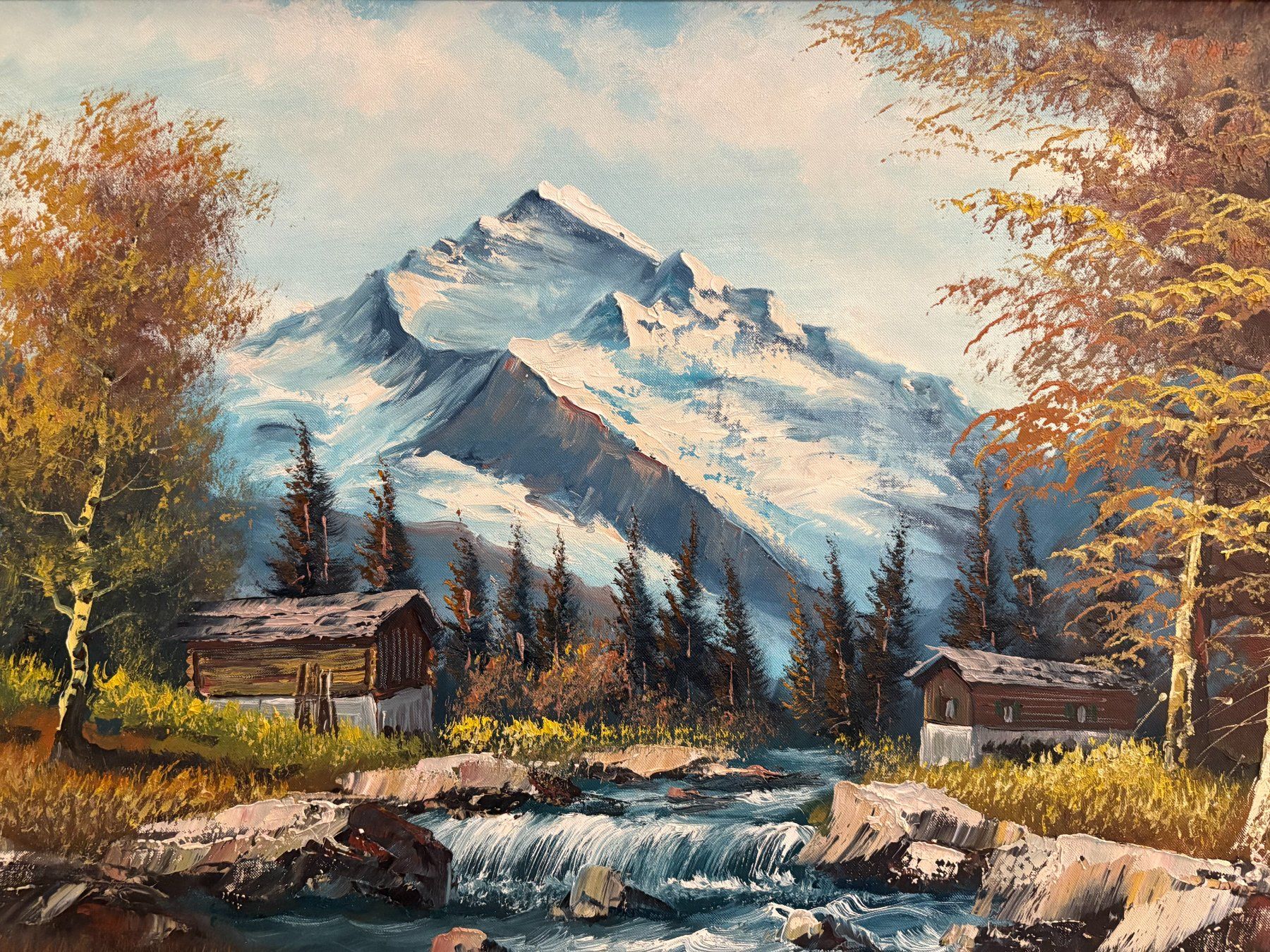Gemälde: 116 cm breitx 65.5/ Corti/ Ölgemälde Berglandschaft mit Bach – Gebraucht aus Ottenbach von TimelessEmotions. 7