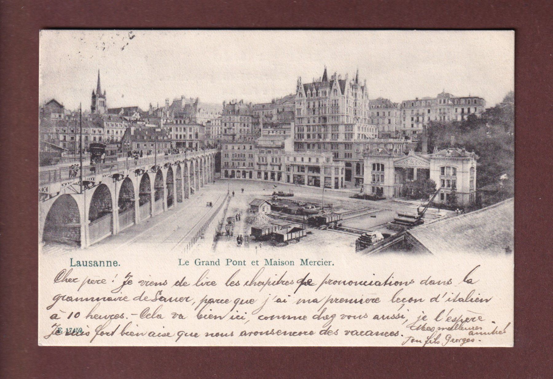 Cartoline postali: LAUSANNE - Flon - Maison Mercier - 1904 – Usato da Pully venduto da nicecards