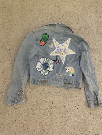 Jeansjacke Kengstar mit Applikationen hellblau kurz