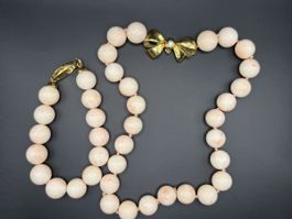 Vintage Engelshautkorallen-Schmuckset –Collier und Armband