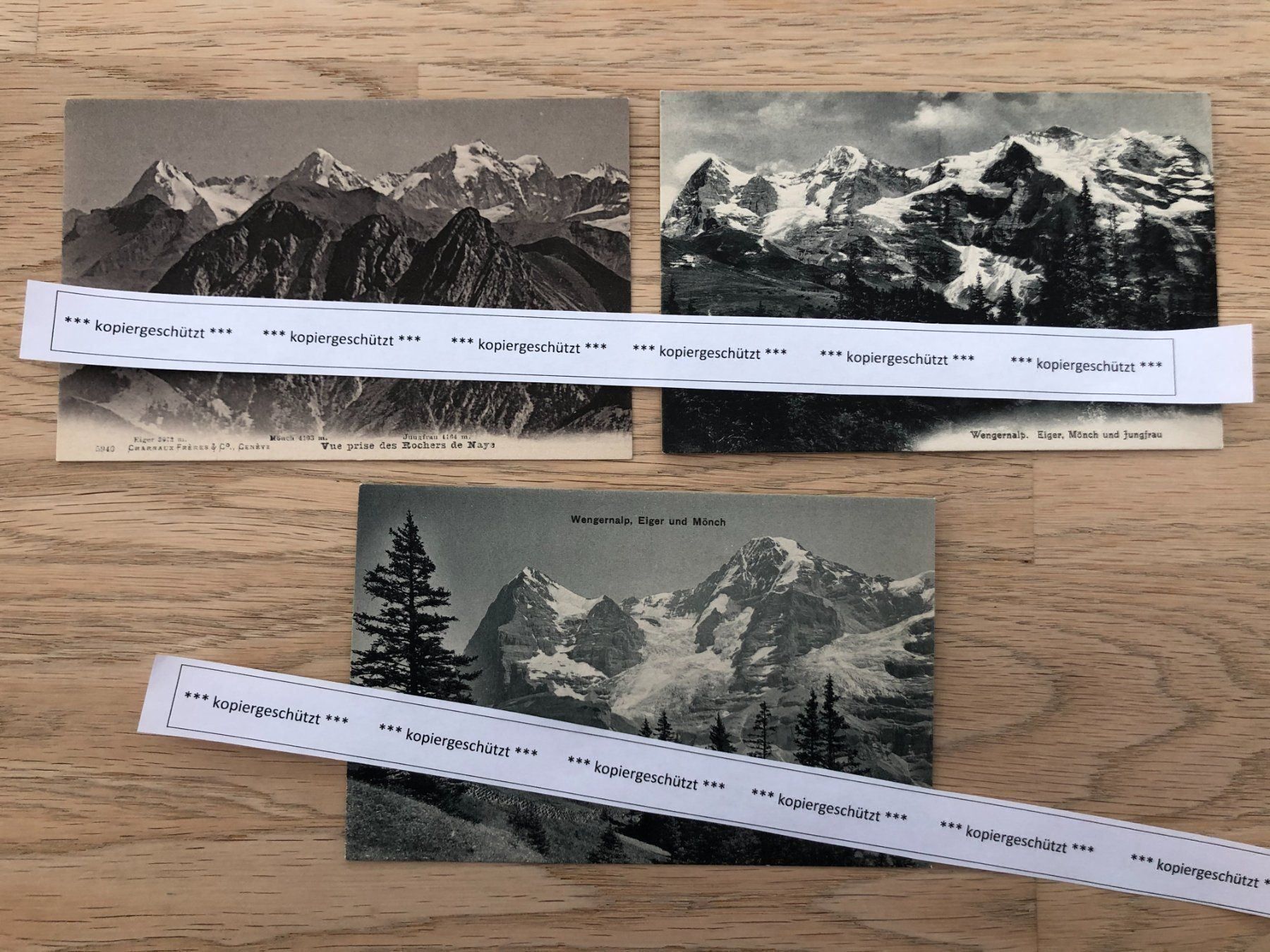 Ansichtskarten: 3x, Wengernalp Eiger Mönch Jungfrau alt AK – Neu (gemäss Beschreibung) aus Hefenhofen von Bierinder