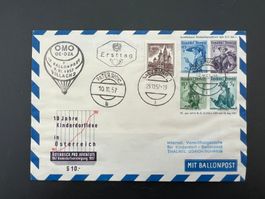 Öst. Ballon-Post-Flug 1957  Erstag Salzburg -Zürich  (G268)
