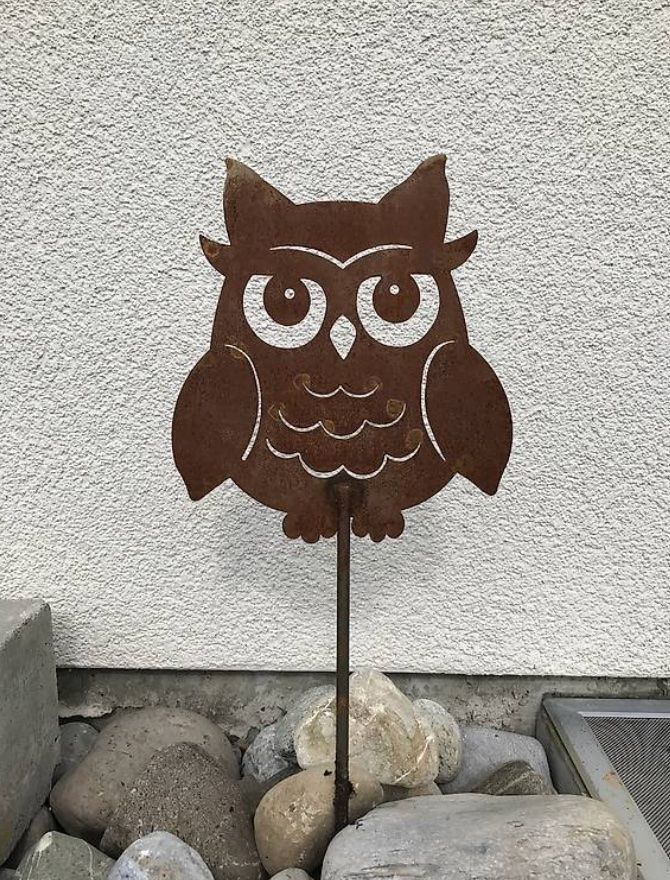 Statuette: Rostdeko Uhu / Eule, Rostdeko, Gartenstecker, Metalldeko – Nuovo (secondo la descrizione) da Honau venduto da Freude1234 1