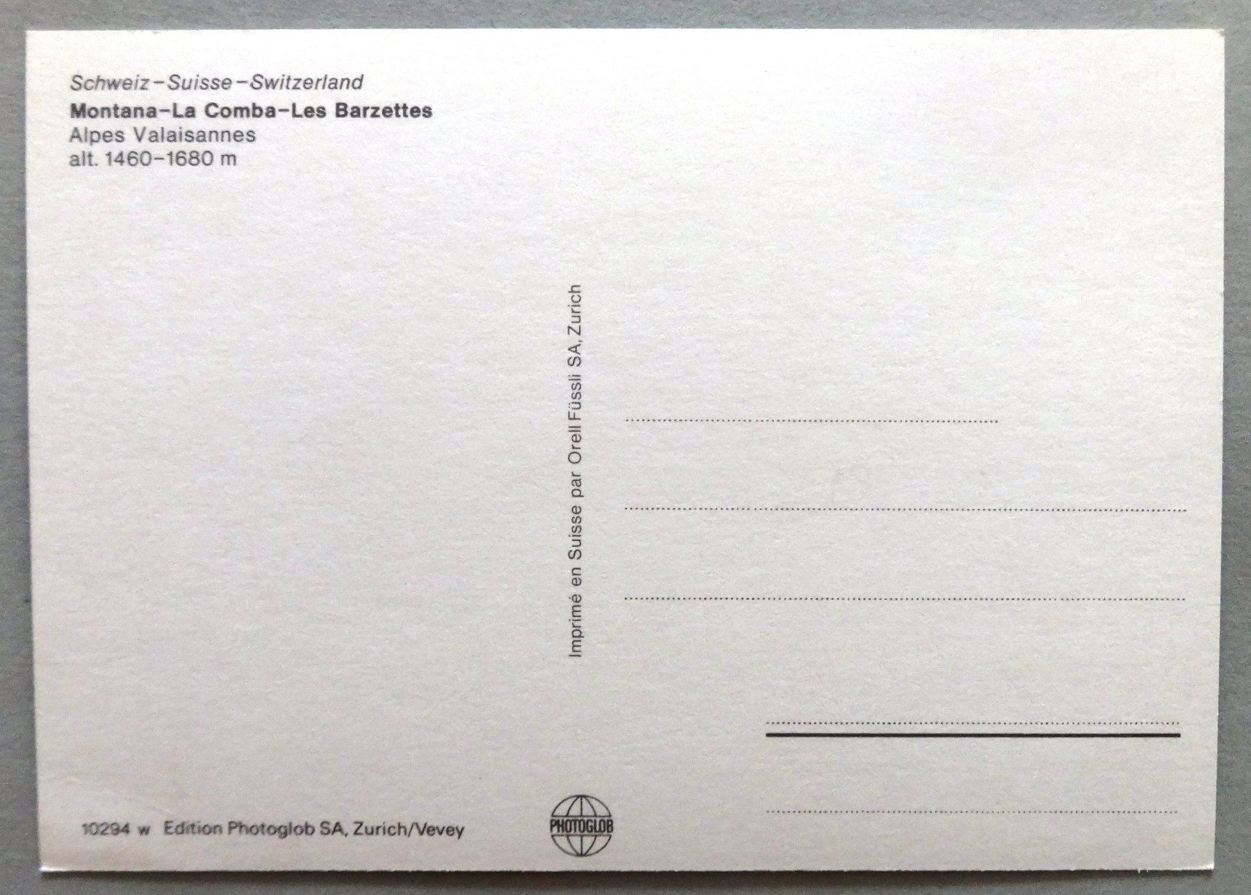 Cartoline postali: Montana-La Comba-Les Barzettes – Usato da Fétigny venduto da Billy2miny 1