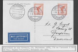 1930 AK Zeppelin Kurzfahrt in die CH ab Friedrichsh. ab 1.-