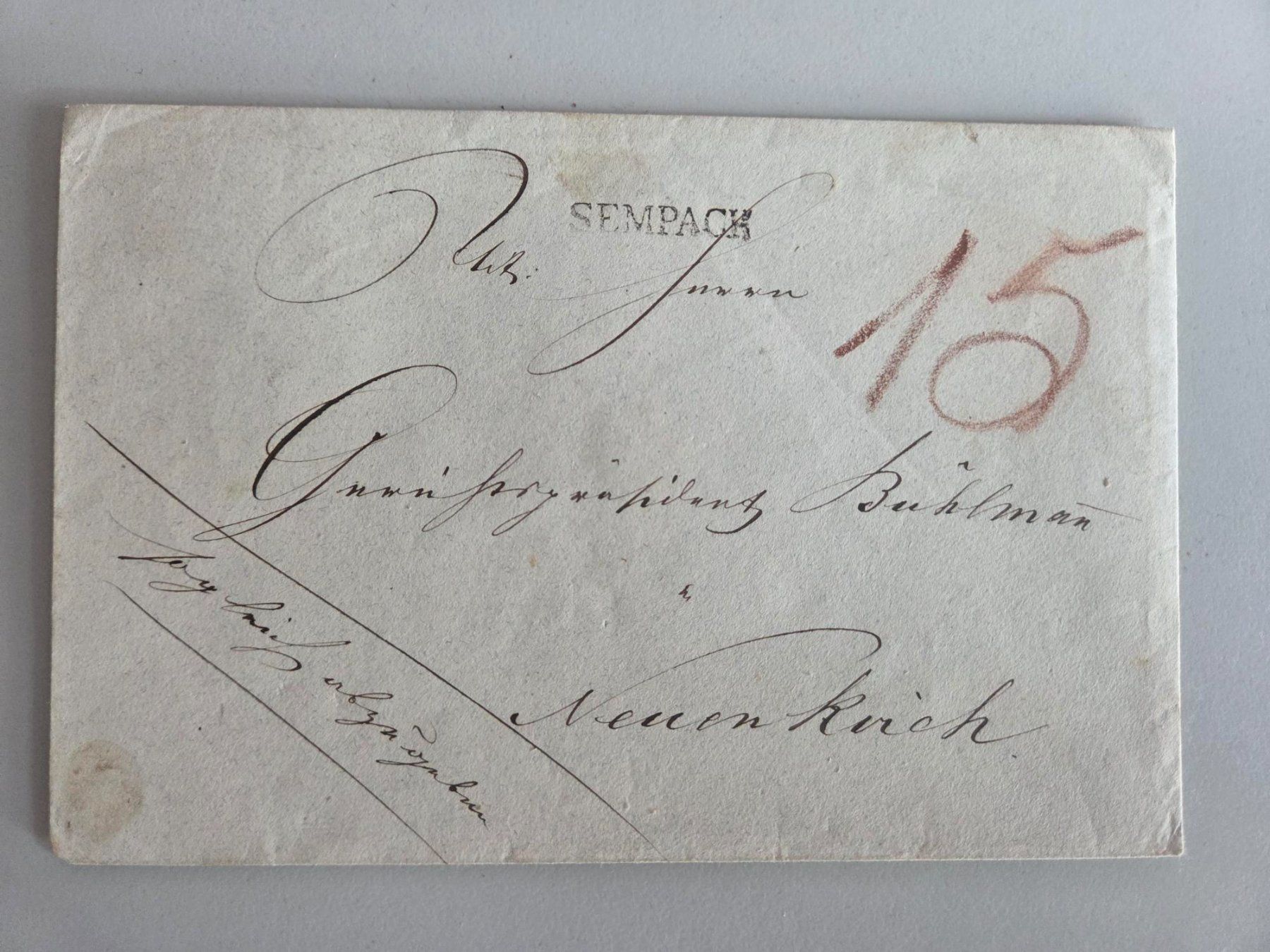 Tutti i francobolli: Briefumschlag mit Adresse und Stabstempel Sempach – Usato da Luzern venduto da Kartenansicht