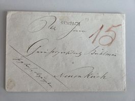 Briefumschlag mit Adresse und Stabstempel Sempach