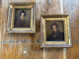 Zwei Porträtbilder Dame und Herr, gerahmt, Pendant