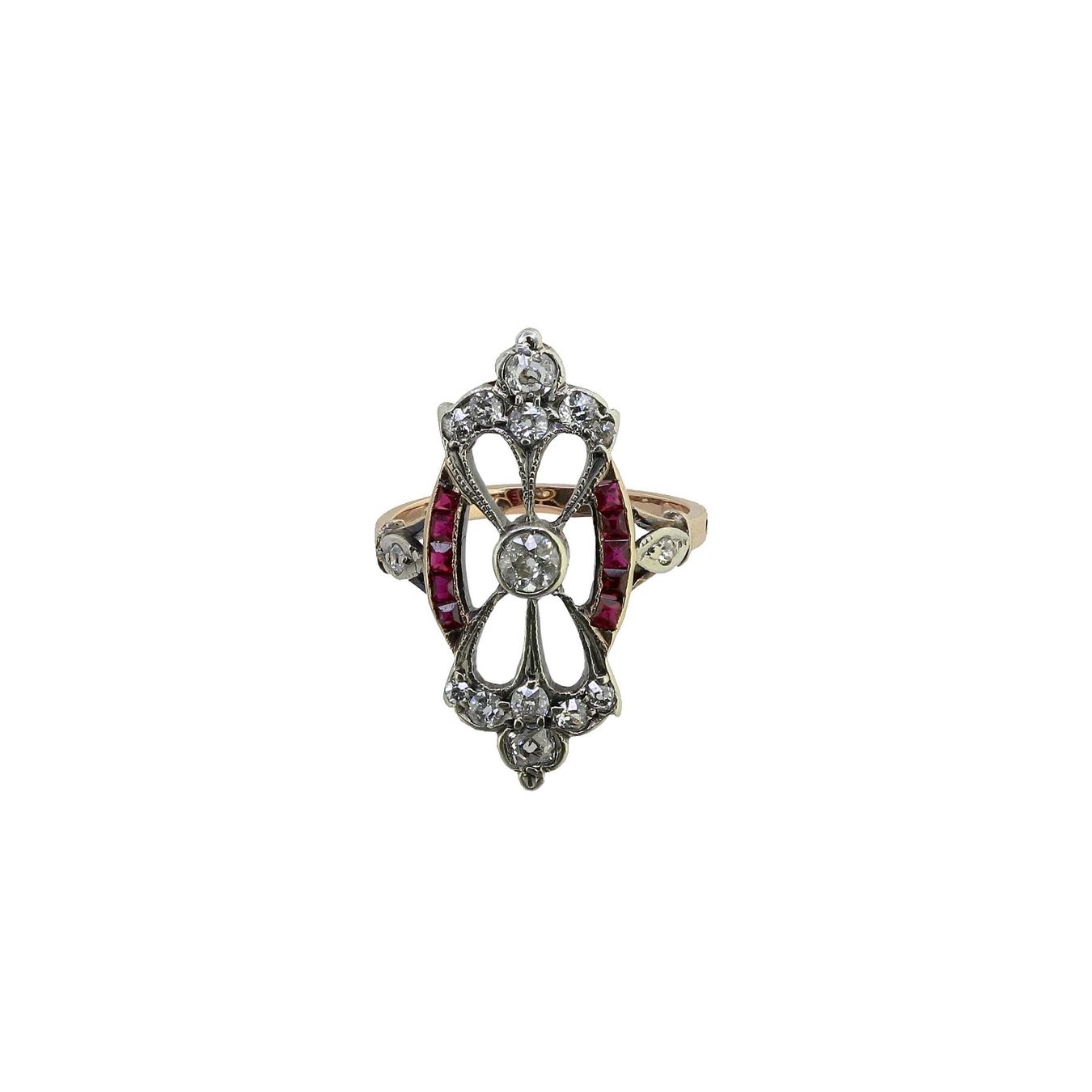 Anelli: Diamant Rubin Ring, Art Déco – Usato da Zürich venduto da Vintage-Jewellery 2
