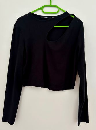 Croptop mit cutout von Vero Moda, schwarz, Grösse XL