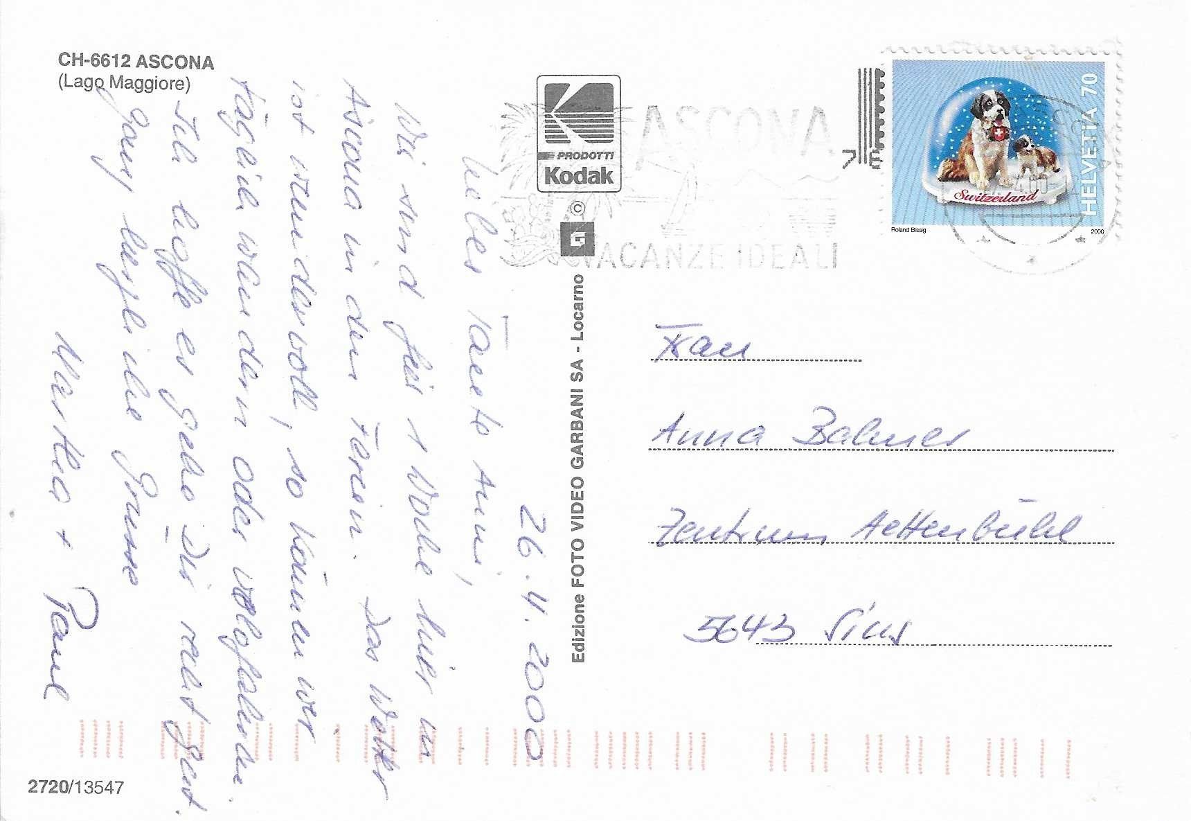 Cartoline postali: Ascona TI – Usato da Rothrist venduto da Stranglehold 1