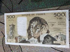 500 francs françaises type Pascal 1989