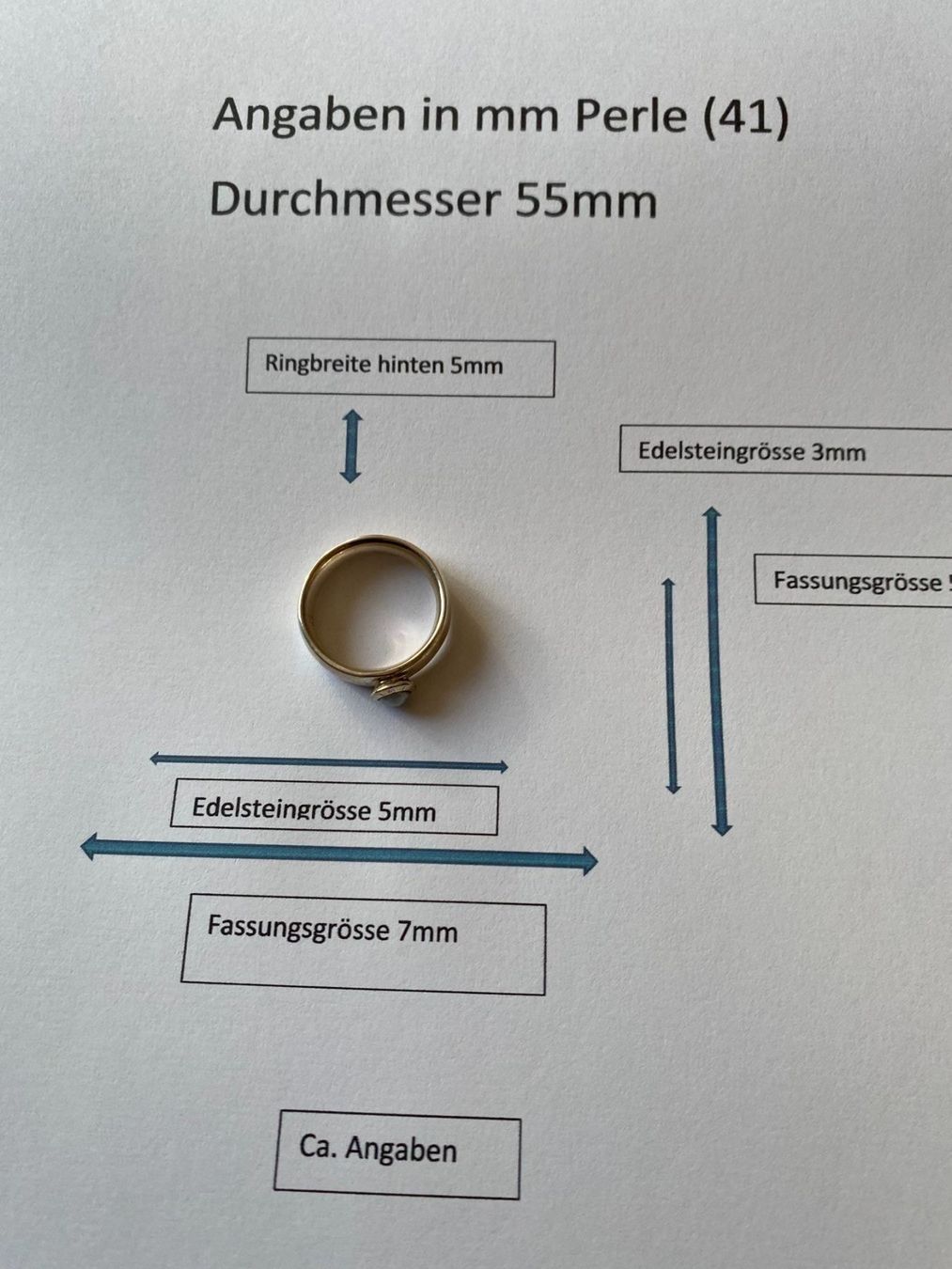 Anelli: Ring, Silber/Perle, Durchm. 55, (41) – Nuovo (secondo la descrizione) da Muri b. Bern venduto da Silberqualle 3