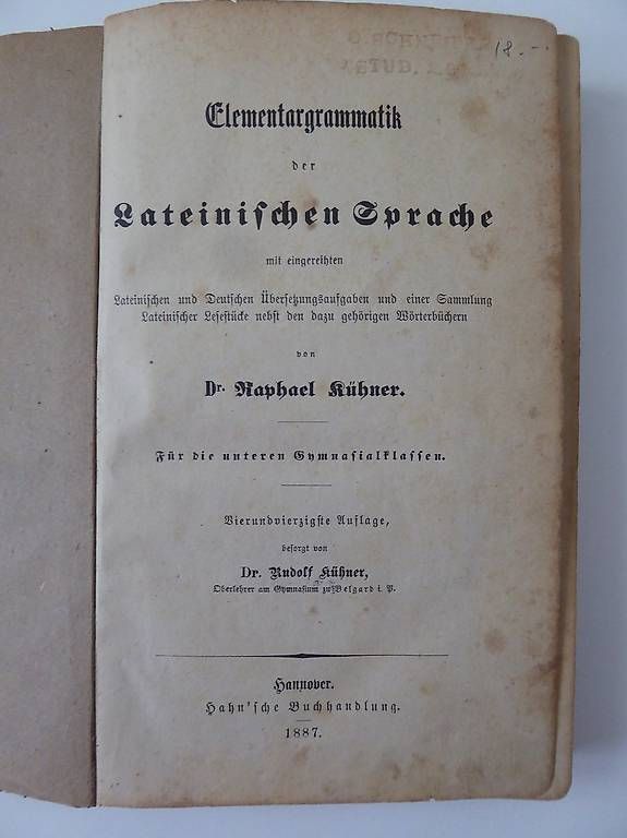 Bücher: Elementargrammatik der lateinischen Sprache von 1887 – Gebraucht aus Dietlikon von Woodgate