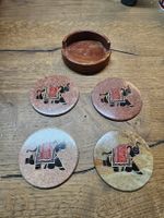 Marmor Untersetzer mit Elefanten Motiv 4 Stk. Set (i1)