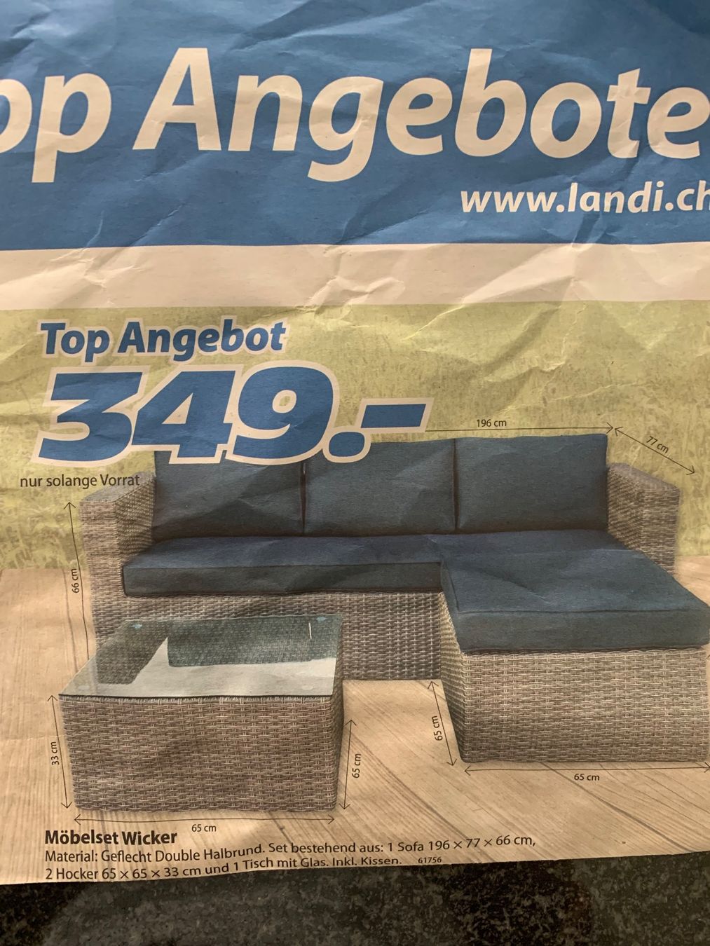 Divani: Gartenlounge 3-Teiler Rattan Optik – Usato da Aesch BL venduto da zubesuch 4