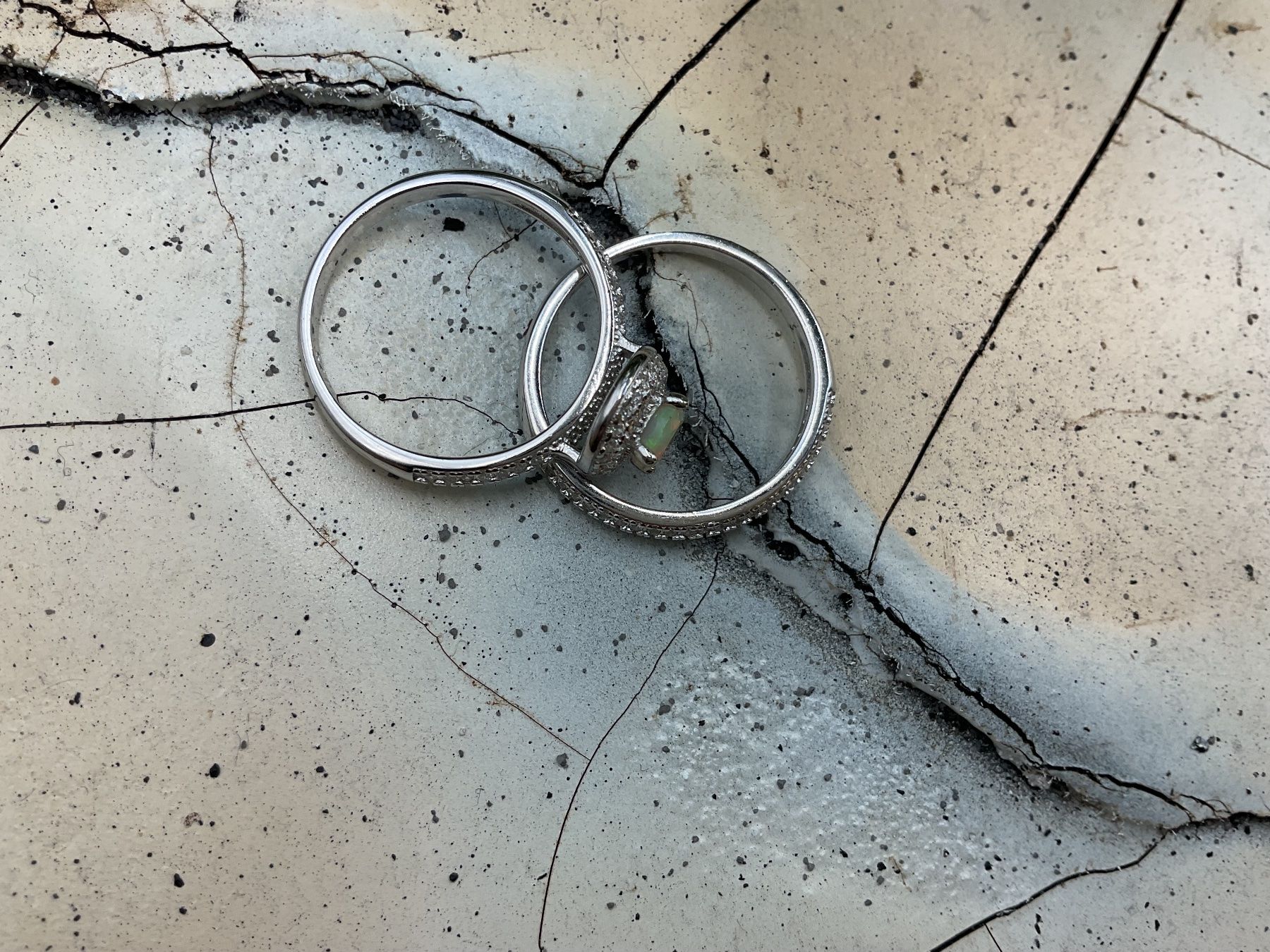 Anelli: Silberring 2teilig mit Opal und Zirkonia, Gr.55.5 – Nuovo (secondo la descrizione) da Luzern venduto da S.Kern01 5