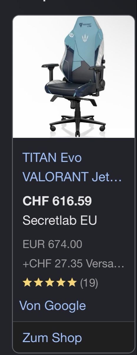 Secretlab Sedie: Secret Lab gaming Stuhl Valorant Jett Version – Nuovo (secondo la descrizione) da Therwil venduto da mandy.dietrich.sue 1