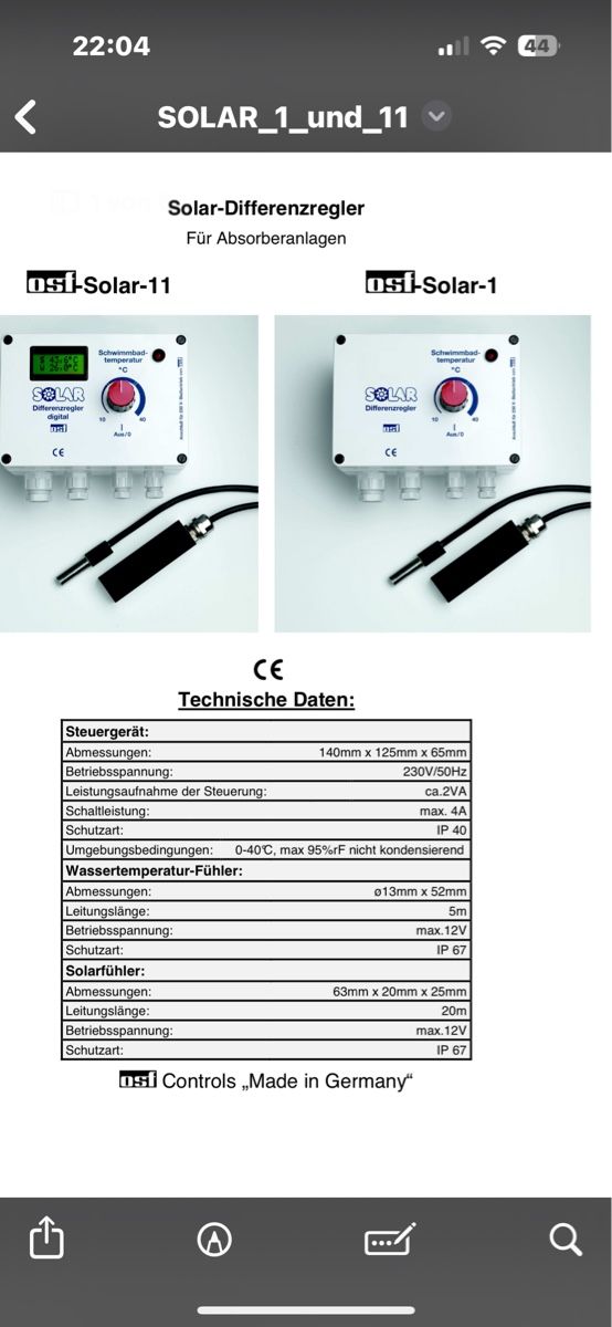 Sistema di controllo: POOL Solar Differenzregler OSF Solar-11 – Usato da Seltisberg venduto da fam_g7bq 1
