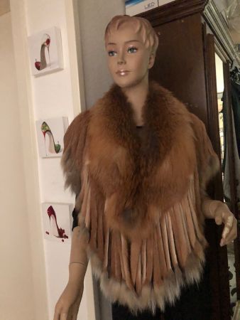 Poncho Cape Pelz Rotfuchs