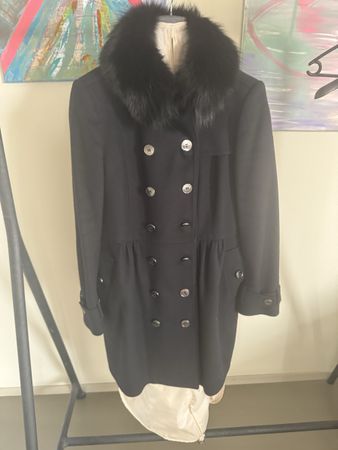 Burberry Wool-Cashmere Coat, Fox Fur Collar