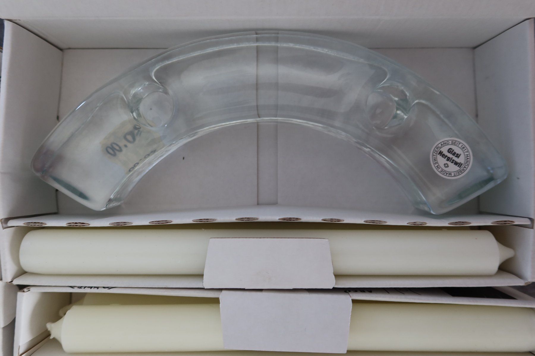 Glasi Hergiswil Portacandele: Glasi Kerzenhalter "ARCO", 3 Segmente mit je 2 Kerzen - NEU – Nuovo e nell'imballaggio originale da Zürich venduto da Piki7 3
