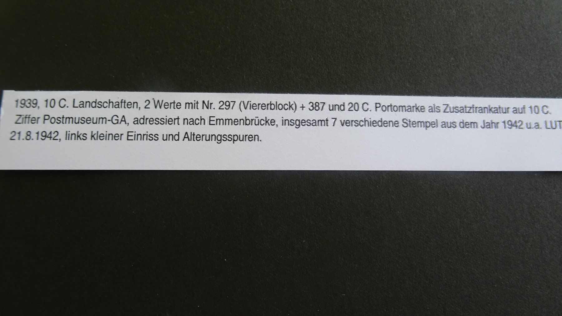 Tutti i francobolli: 21.8.1942., AUF POSTMUSEUM-GA, 7 STEMPEL – Usato da Eschenbach SG venduto da eDaisy 7