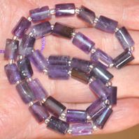 Stein Perlen Strang B-1390 – Amethyst Facettiert Zylinder
