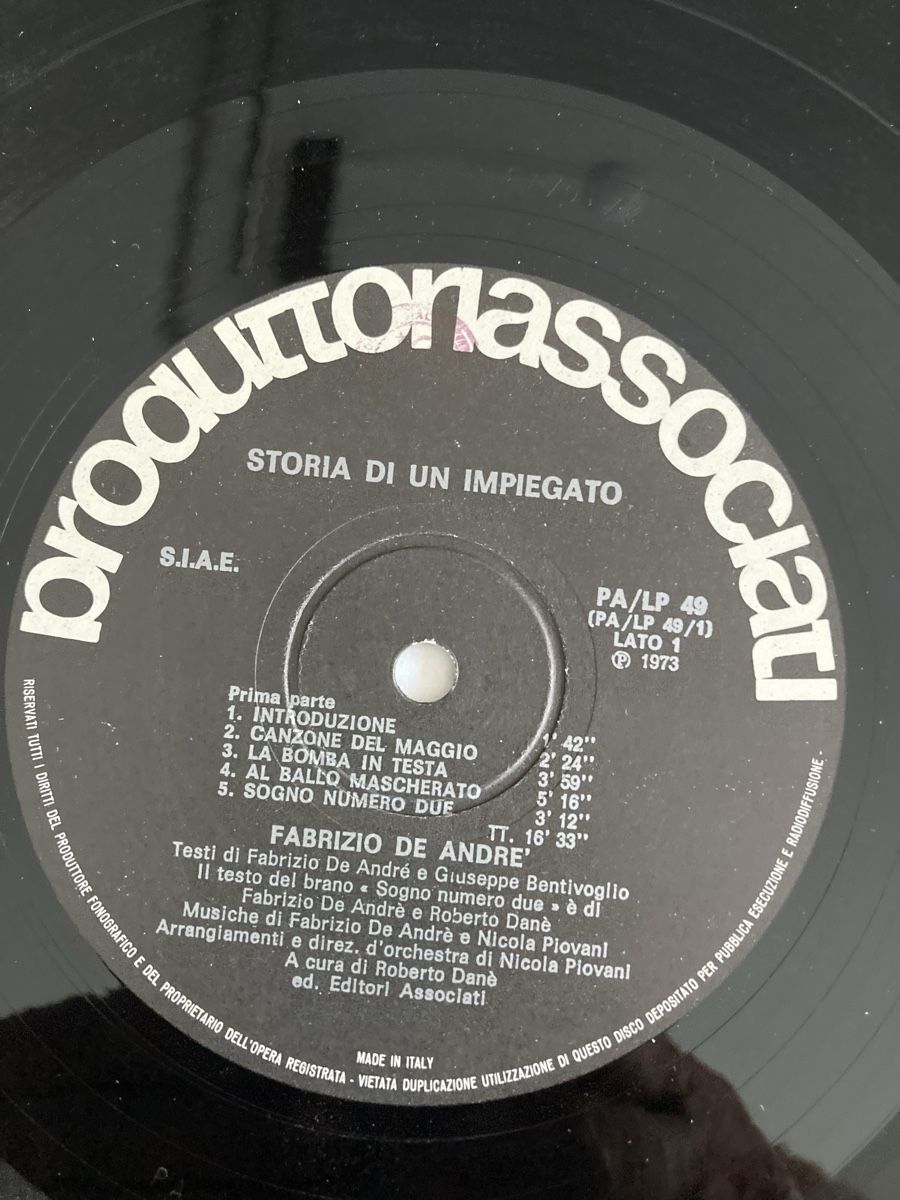 Dischi in vinile: Fabrizio De Andre  Storia di un impiegato – Usato da Uetikon am SEE venduto da 110tiger 3