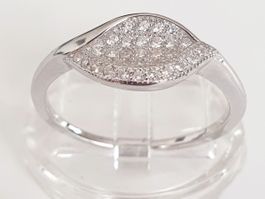 Silber Ring 925 mit Zirkonia Steinen, Grösse 18.5 mm Neu