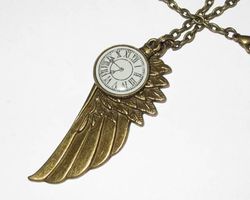 Victorian Style Halskette Wing of Time, Engelsflügel, Flügel