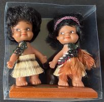 Zwei Maori Puppen, Zwillinge, New Zealand, Sammlerpuppen