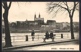 Basel, Münster mit Pfalz, gesehen von d