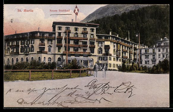 Ansichtskarten: AK St. Moritz, Neues Stahlbad, 1909 – Gebraucht aus Berlin von bartko-reher