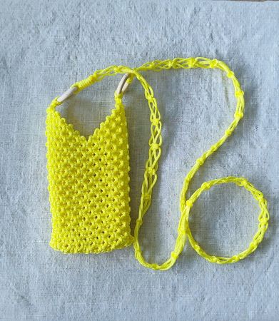 Makramee Handytasche - gelb