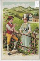 Appenzeller - Paar - Präge-Litho  mit Glanz