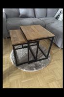 Nestingtische Holztisch Metallgestell 2er Set Wohnzimmer