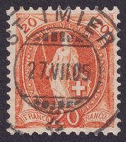 66E, Stehende Helvetia mit Vollstempel SAINT IMIER BE (Jura)