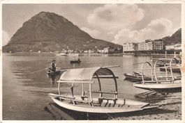 Lugano (TI) Monte San Salvatore e barche sul lago G
