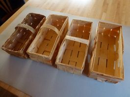 Körbe aus Holzspan - 4 Stück - verschiedene Modelle, alt
