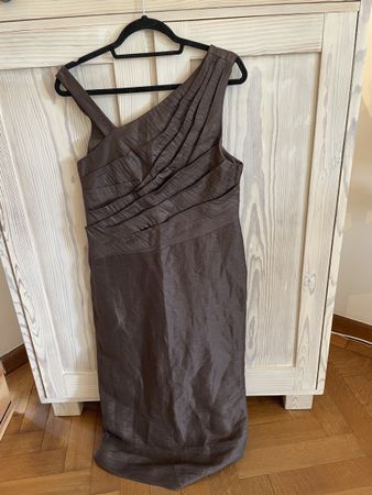 Neu Braunes Leinenkleid40/M asymmetrisch gerafft – elegant f