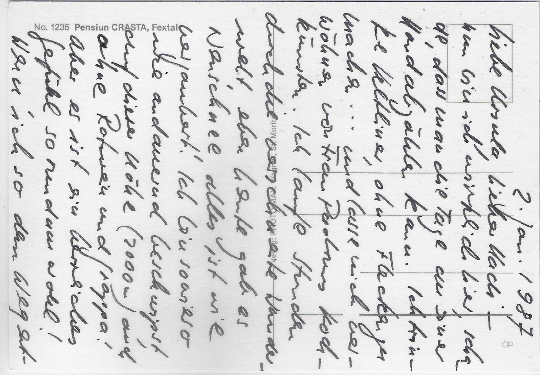 Cartoline postali: Pensium Crasta - Fextal im Winter – Usato da Ettingen venduto da Kartenplanet 1
