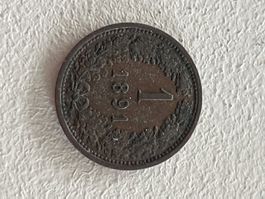 Ostereich Münze, 1 Rappen, 1891